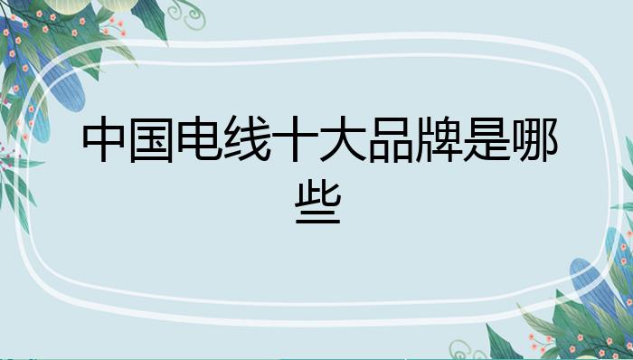 开云体育 开云官网中国电线十大品牌是哪些？(图1)