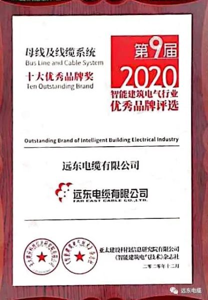 远开云体育 开云官网东电缆荣获“智能建筑电气行业十大优秀品牌”荣誉(图2)